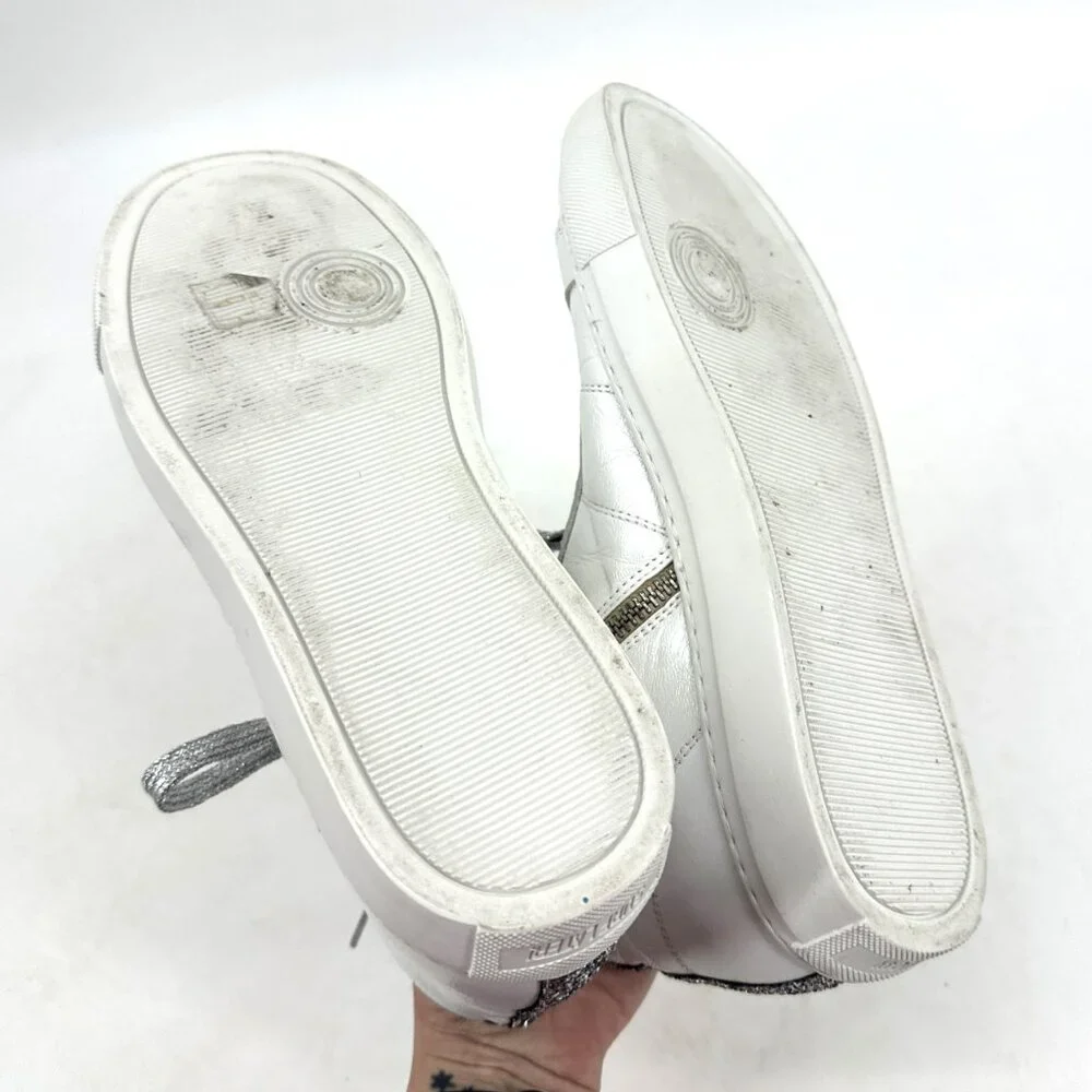 P448‎ Star High Top Sneaker Sunset Snake Embossed Leather Glitter White 39 9